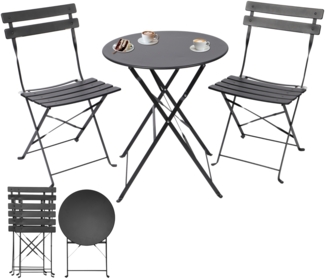 Albatros Bistroset, 3-teilig, Bistrotisch mit 2 Stühlen, klappbar, Metall Schwarz