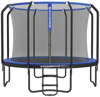 Songmics Trampolin mit Sicherheitsnetz und Leiter, gepolstertes Gestell, schwarz-dunkelblau, Ø 305cm