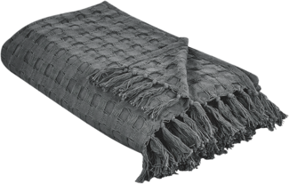 Beliani 'BERE' Tagesdecke, Baumwolle, Dunkelgrau, 200x220 cm