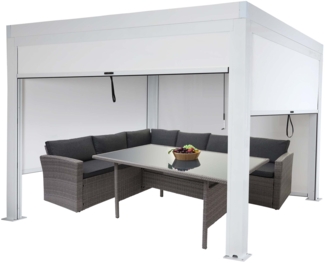 Mendler 'HWC-L46' Pergola, Regenrinne sturmfest, Aluminium weiß, 3x3m