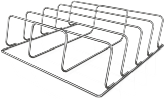 Ninja 'Woodfire' XL Rippchenhalter, Stahl Silber, 8,5 x 30 x 29 cm