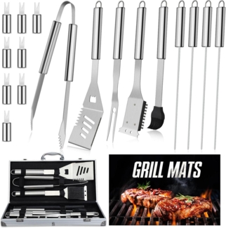 DRAGON RIOT Grillbesteck-Set im Alukoffer, 19-teilig, Edelstahl silber