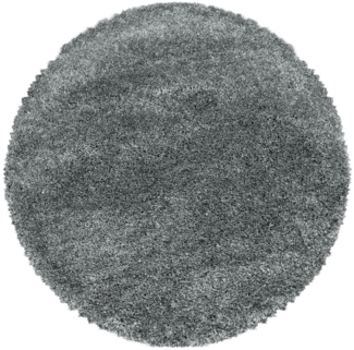 Hochflor Teppich Francesca rund - 120 cm Durchmesser - Hellgrau