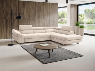 Vente-unique - Ecksofa mit Schlaffunktion - Ecke rechts - Strukturstoff - Beige - DALIAS