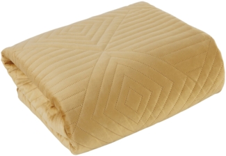 Tagesdecke Velours Samtdecke Gesteppt Steppdecke Klassische Decke SOFIA 2 220x240 cm honig