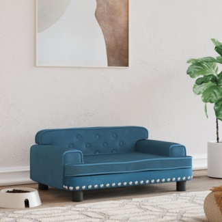 vidaXL Hundebett, Samt blau, 30 x 70 x 45 cm