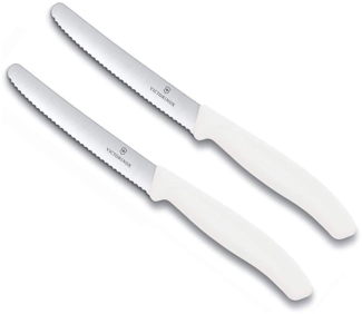 Victorinox | Swiss Classic Tafelmesser-Set | 2-teilig | ergonomische Griffe | Wellenschliff | spülmaschinenfest | elegant in Weiß