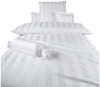 Mako-Brokat-Damast Bettwäsche - Curt Bauer Como 155x220 + 80x80 cm-0000 weiß