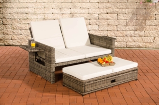 CLP Polyrattan Sofa Ancona 5mm,grau-meliert cremeweiß