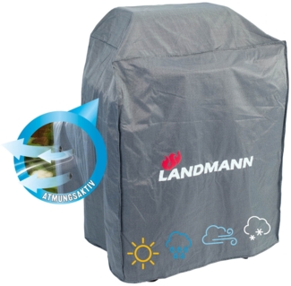 LANDMANN Premium Grillabdeckung, wetterfest und UV-beständig, Polyester grau, 117 x 55 x 90 cm