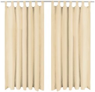 vidaXL Vorhänge aus Mikro-Satin 2 Stk. mit Schlaufen 140×175 cm Beige 132216