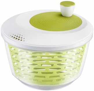 Westmark Salatschleuder, Fassungsvermögen: 4,4 Liter, ø 23,5 cm, Kunststoff, BPA-frei, Spinderella, Farbe: Transparent/Weiß/Grün, 2430224A