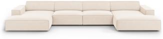 Micadoni 'Jodie' 6-Sitzer-Sofa, Panorama, Samtstoff, Beinfarbe Black Plastic, Helles Beige