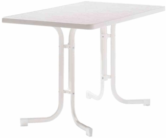 Boulevard-Klapptisch, 115x70x72 cm, weiß Stahlrohrgestell, Mecalit-Pro-Platte