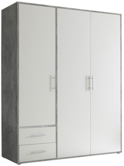 Drehtürenschrank Valderas / Valencia , Holzwerkstoff , Grau, Weiß , 155 x 195 x 60 cm