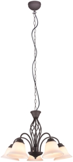 5-flammige Pendelleuchte RUSTICA Ø 60cm in Rostoptik mit Glasschirmen