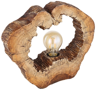 Tischlampe Tischleuchte Wohnzimmer Holzoptik Kunststoff Deko E27 22516