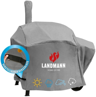 LANDMANN Premium Grillabdeckung, wetterfest und UV-beständig, Polyester grau, 126 x 85 x 130 cm