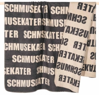 pad Wohndecke, Mischgewebe, 150x200 cm, Letters Schmusekater Grau