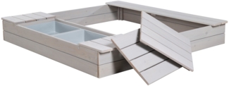 roba Sandkasten 'Outdoor +' mit 2 Spielwannen, Massivholz grau, 125 x 120 x 17,5 cm
