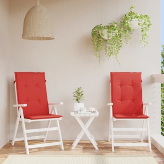 vidaXL Gartenstuhlauflagen für Hochlehner 2 Stk. Rot 120x50x3 cm Stoff