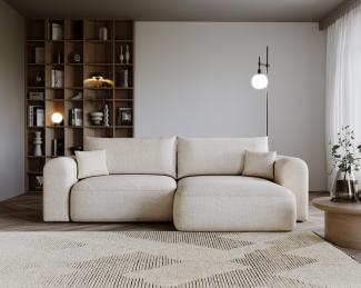MKS Meble 'Nelson' Ecksofa mit Schlaffunktion und Bettkasten, L-form, Creme, Stoff