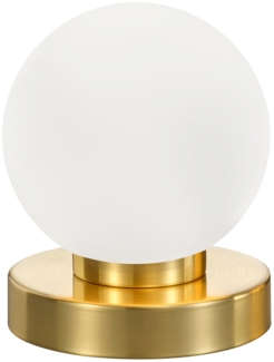 Reality Leuchten LED Nachttischlampe wechselbar / dimmbar, Glas / Metall weiß / Messing, Durchmesser 12 cm