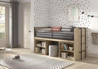 Halbhohes Bett mit Schreibtisch u. Regalen Sam 98 x 219 x 116.6 cm