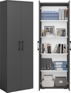 Bellamio 'Apol' Mehrzweckschrank, anthrazitschwarz, 176x33x60 cm, Aktenschrank mit 5 Ablagefächern