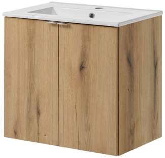 Waschtisch Skelbolu mit Türen 60x57x39 cm Eicheoptik [en. casa]