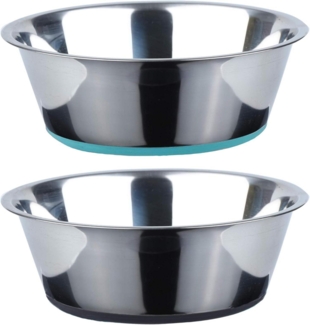 LuxusKollektion Hundenapf rutschfest (2er Set), Edelstahl / Silikon, 1,92L