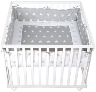 Roba 'Little Stars' Laufgitter, inkl. Einlage, Polyester/Baumwoll-Mischgewebe, weiß, 72,5 x 100 x 100 cm
