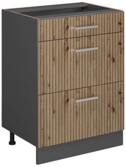 Vicco Küchenunterschrank R-Line, Artisan-Eiche/Anthrazit, 60 cm mit Schubladen, ohne Arbeitsplatte