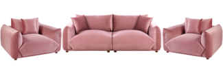 Sofa Set Samtstoff rosa 5-Sitzer mit Kissen LUVOS