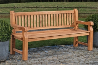 CLP Teakbank Jackson V2 Gartenbank mit Rückenlehne wetterfest stabil massiv,teak 120 cm