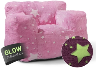 Lumaland 'Glow in The Dark' Kinder Sessel mit Sternen-Design, Indoor, grau, 68 x 70 x 60 cm