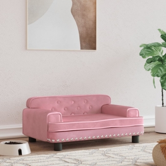 vidaXL Hundebett, Samt rosa, 30 x 45 x 70 cm
