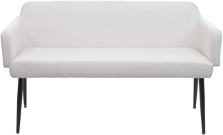 Sitzbank HWC-L13, Esszimmerbank Bank Polsterbank Garderobenbank Rückenlehne Armlehne Stoff/Textil 133cm ~ creme-weiß