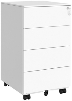 Songmics Rollcontainer abschließbar mit 4 Schubladen, Stahl wolkenweiß, 45,1 x 39 x 69,3 cm
