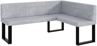 MEBLINI Eckbank für Esszimmer - Küchenbank - Essecke - Sitzecke Küche - PETER - U-Beine 128x168x87cm Rechts - Hellgrau Samt