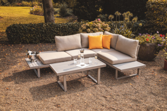 greemotion Lounge-Set Aruba, 2-teilig, Aluminium, grau, Tisch und Bank, Gartenliege, Gartenmöbel-Set, Loungemöbel-Set