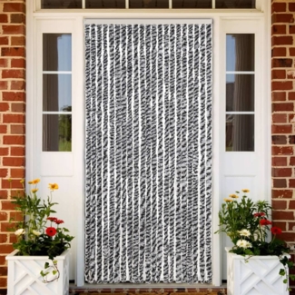 vidaXL Fliegenvorhang Grau, Schwarz und Weiß 90x220 cm Chenille 377335