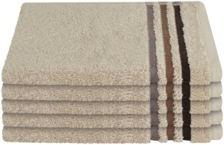 Schiesser Gästehandtuch Skyline, 5er Set, mit Webbordüre, 100% Baumwolle Beige