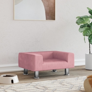 vidaXL Hundebett, Samt, Rosa, 50 x 40 x 26.5 cm