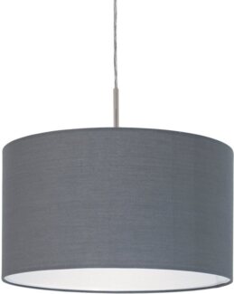 Eglo 31573 Pendellampe PASTERI nickel-matt, Textil grau E27 max. 1X60W H:110cm Ø38cm dimmbar