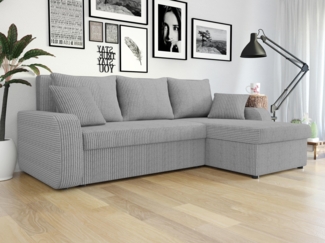 Mirjan24 'Kris' Ecksofa Cord, Grau, 80 x 147 x 238 cm
