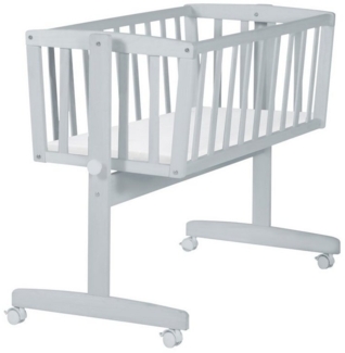 roba Babywiege inkl. Matratze 40 x 90 cm - Wiegefunktion mit Feststellknopf + Bremsrollensatz - Wiegen Set für Babys mit Vliesmatratze - Holz taupe / grau