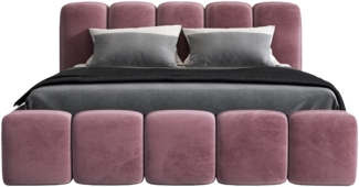 A&J MöbelLand 'Sonic' Polsterbett, Polyester, Rosa, 180 x 200, mit Matratze, mit Lattenrost, mit Bettkasten