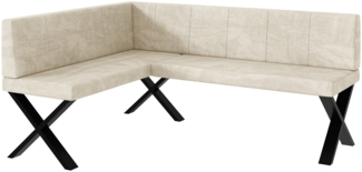 MEBLINI Eckbank für Esszimmer - Küchenbank - Essecke - Sitzecke Küche - PETER - X-Beine 128x168x87cm Links - Creme Samt