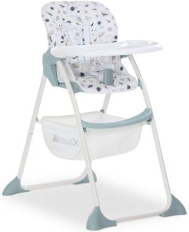 Hauck Kinder Hochstuhl Sit N Fold ab 6 Monate bis 15 kg, Klappbarer Hochstuhl, mit Tisch, Einhändig Verstellbare Rückenlehne, Ultra Leicht, Großer Korb, Space Weiß